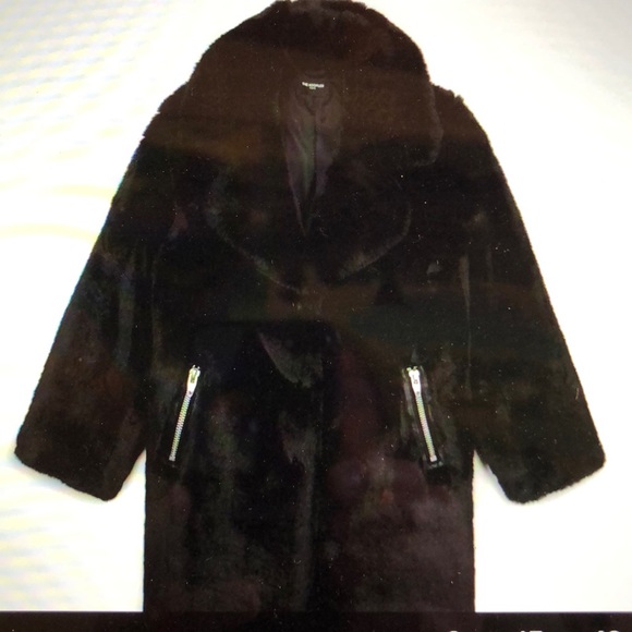 THE KOOPLES Long Black Faux Fur Coat - Picture 3 of 5